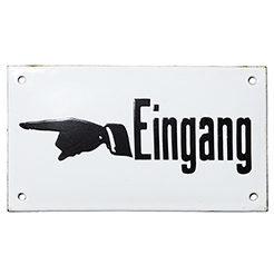 Vintage Enamel sign entrance